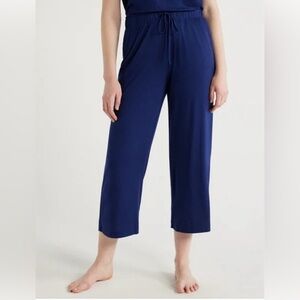 Joyspun Nautical Navy Blue Knit Cropped Pull On Sleep Pants